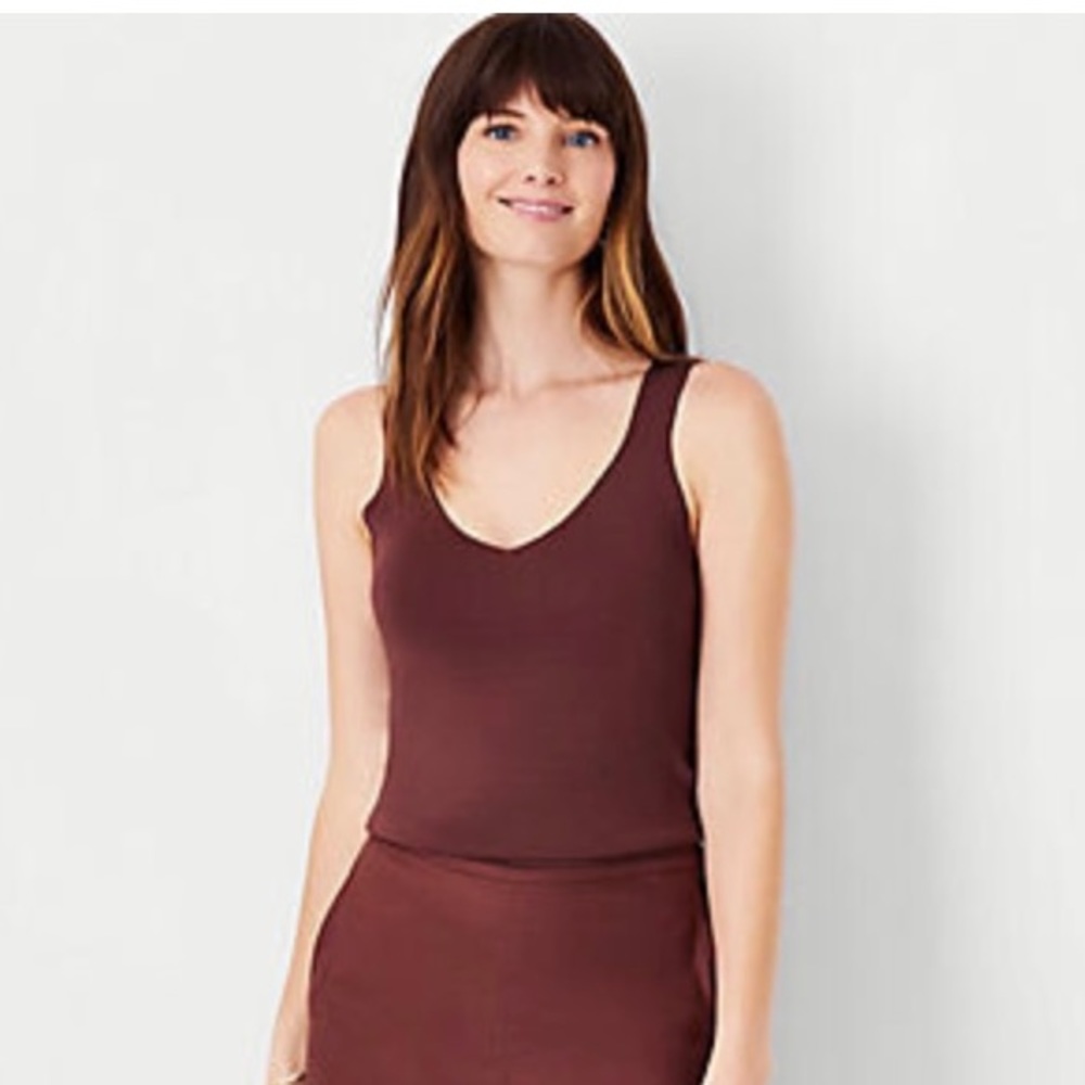 NWT Ann Taylor Silky Double V Sweater Tank Size Large